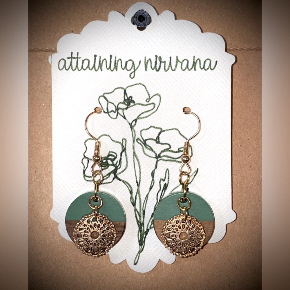 ONE OF A KIND walnut/acetate dangle earrings by attaining nirvana